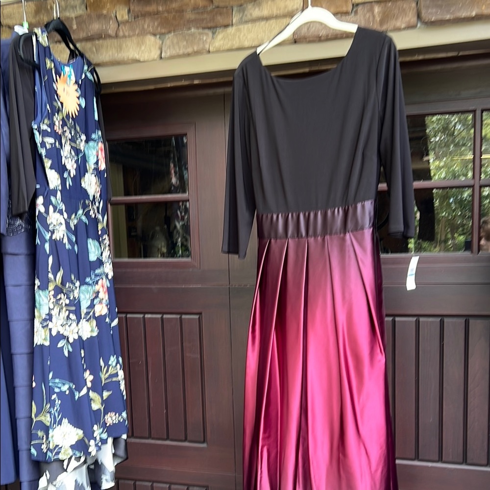 SLNY Black and Pink Maxi Dress